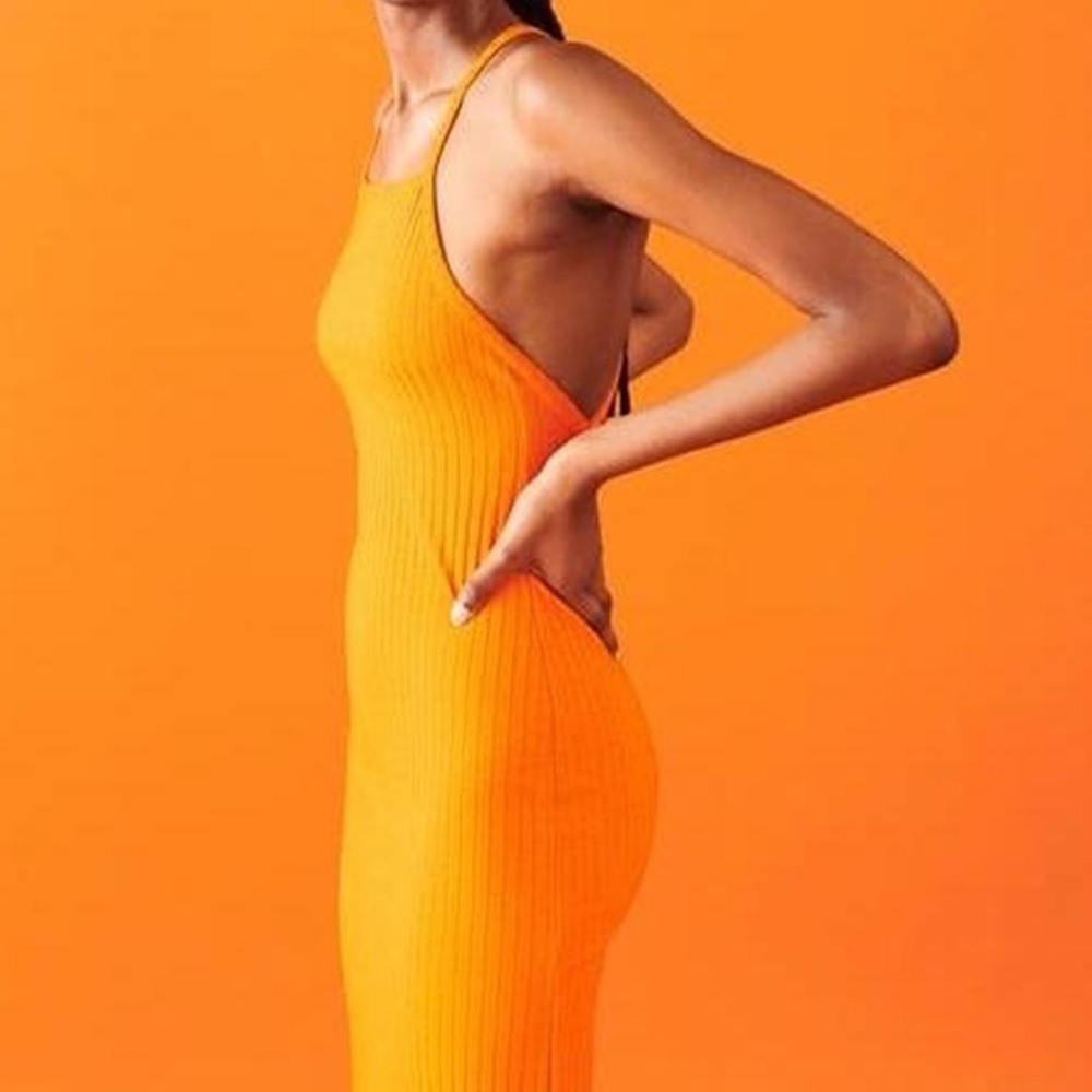 Zara Ribbed Midi Body-con Dress